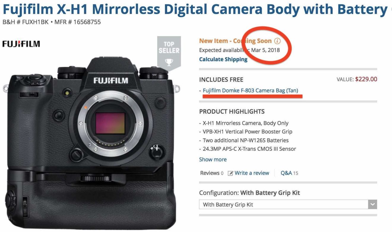 Fujifilm X-H1 in Stock Check: BHphoto Adds Free Domke Bag and is ...