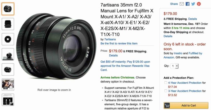 7artisans 35mmf2 For Fujifilm X Available At Amazonus And Bhphoto