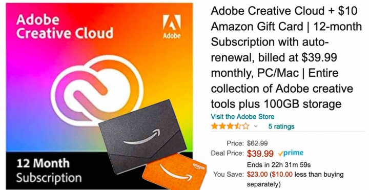 adobe creative cloud photography as a gift certificate