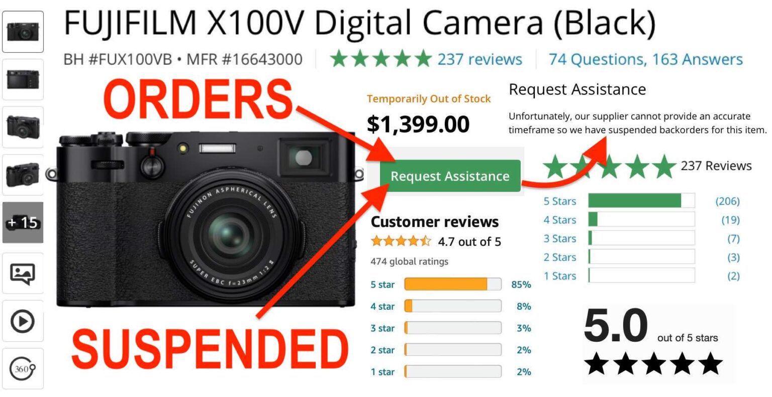 Fujifilm X100V Orders Suspended at BHphoto, Blocked in Japan and What