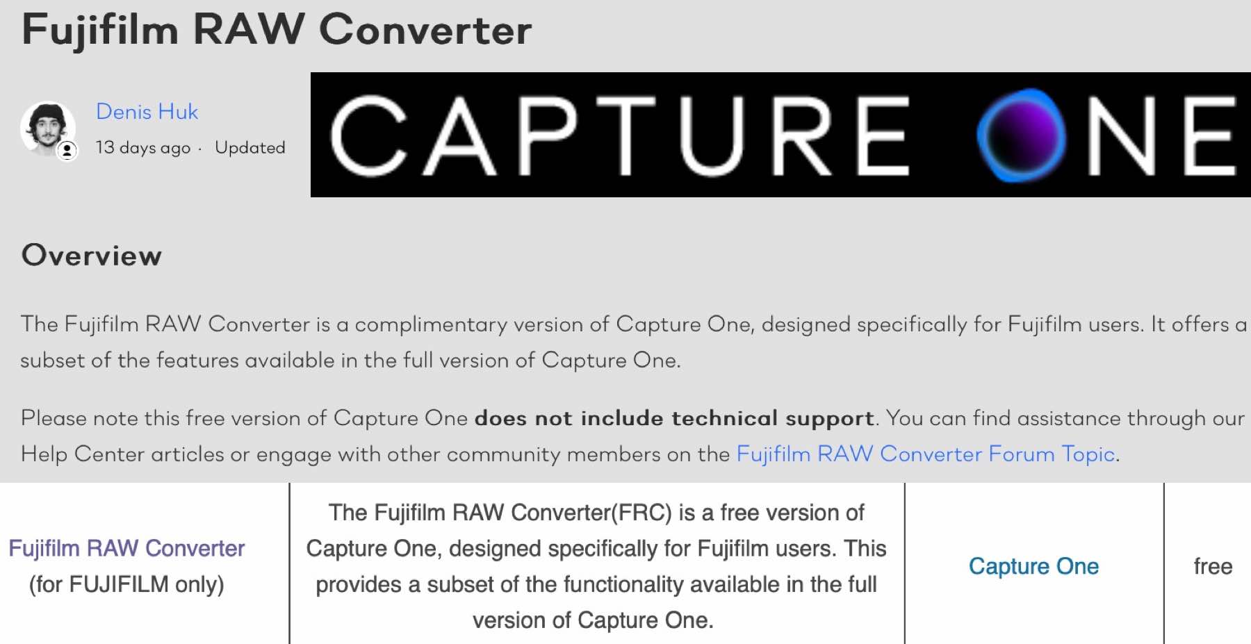 Capture One offers FREE Fujifilm RAW Converter for Fujifilm Users